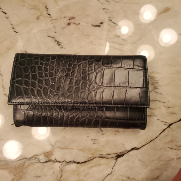 Vintage green 'snakeskin' leather wallet - Picture 2 of 3